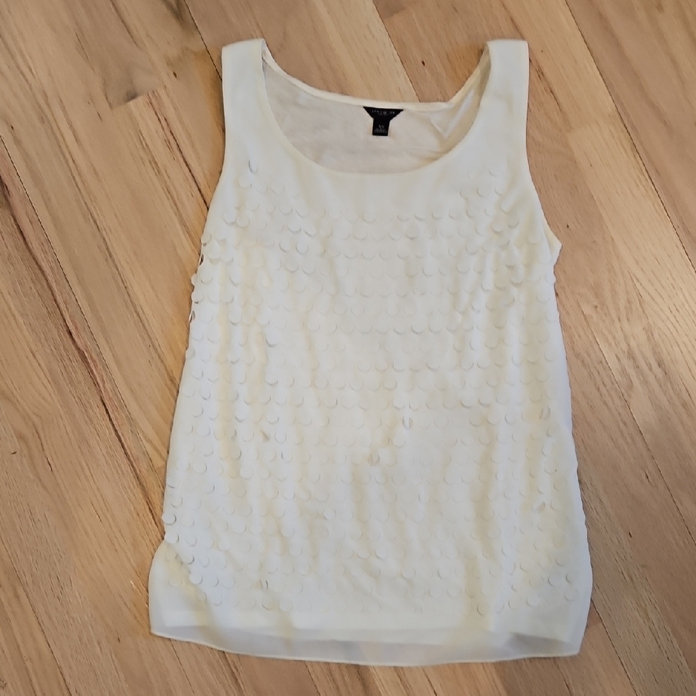 Ann Taylor Cream Textured Tank Top